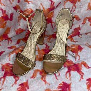 Bamboo Gold Strapped Heel